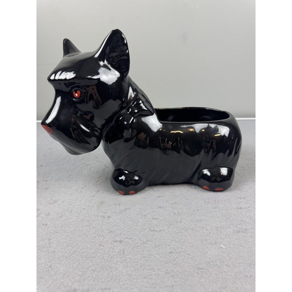 Vintage 1984 Black Scottie‎ Dog Ceramic Planter Scottish Terrier
